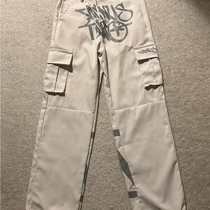 Men's Cream and Grey Cargo Pants